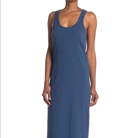 Stitchdrop Scoop Neck Racerback Rib Knit Tank Dress In Soft Moss Size XS New - Picture 4 of 8